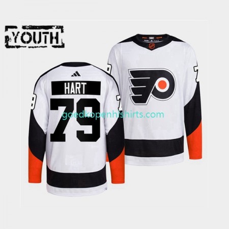 Philadelphia Flyers Carter Hart 79 Adidas 2022 Reverse Retro Wit Authentic Shirt - Kinderen